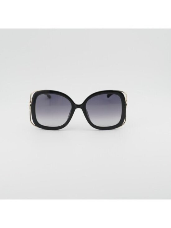 Gucci GG1021S 002 Sunglasses Black with Gold Square Frame, Grey Gradient Lenses main image 12
